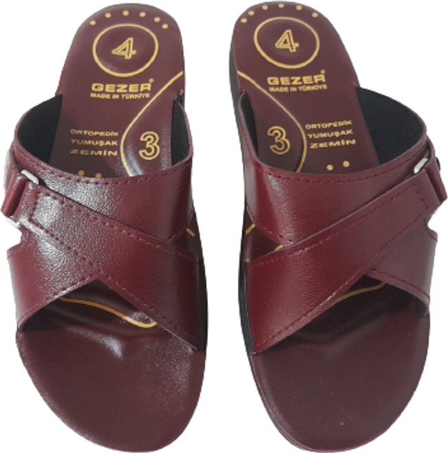 Gezer Kadın Bordo Ortapedik Çapraz Bantlı Yürüyüş Terlik GE082-10 görsel 5