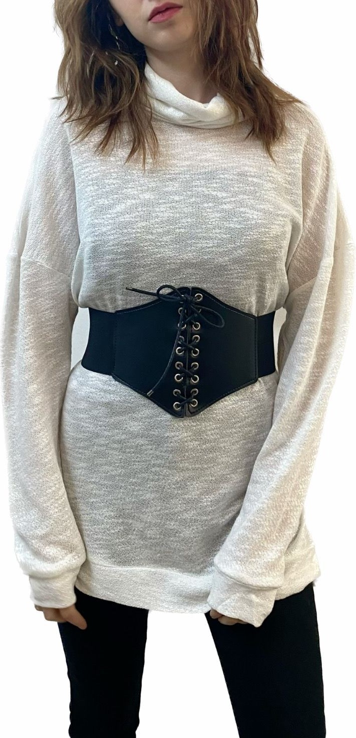 Mois Atelier Beyaz Merserize Yakası Dökümlü Salaş Triko Tunik Tasarım Hediye Büyük Beden