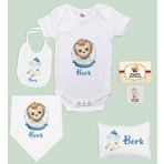 Bk Kids Kişiye Özel Isimli 6 Parça Bebek Body Zıbın Battaniye ve Yastık Hediye Seti, Yeni Doğan Bebek Giyim Hediyesi-5