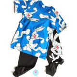 Baby Blue Bugs Bunnyy Baskılı Kısa Kol Tişört Eşofman Takımı Zara Model Erkek Çocuk