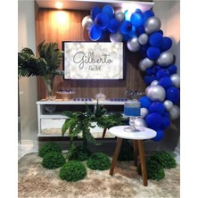 Eğlence Marketi Pastel Mavi Metalik Gri Balon Balon Zincri