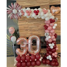 Eğlence Marketi Toz Pembe Mürdüm ve Beyaz Balon Zinciri 100 Adet