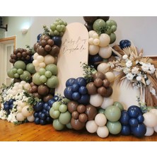 Eğlence Marketi Kahverengi Gece Mavisi Kış Yeşili ve Ten Rengi Balon Zinciri 100 Adet
