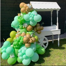 Eğlence Marketi Krom Gold Pastel Açık Yeşil ve Mint Yeşili Balon Zinciri 100 Adet