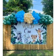 Eğlence Marketi Adaçayı Mavi Cam ve Ten Rengi Balon Zinciri 100 Adet