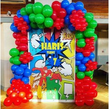 Eğlence Marketi Pastel Kırmızı Mavi ve Yeşil Balon Zinciri 100 Adet