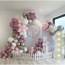 Eğlence Marketi Krom Beyaz Altın Toz Pembe Makaron Pembe ve Beyaz Balon Zinciri 100 Adet