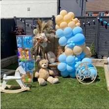 Eğlence Marketi Pastel Makaron Mavi ve Ten Rengi Balon Zinciri 100 Adet