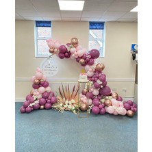 Eğlence Marketi Krom Bronz Retro Yaban Çileği ve Makaron Pembe Balon Zinciri 100 Adet