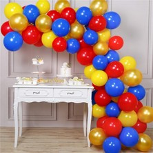 Eğlence Marketi 100 Adet  Kırmızı Sarı Kombin Zincir Balon Seti 5 Metre