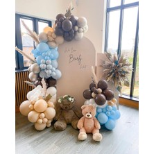 Eğlence Marketi Pastel Çikolata Kahve Makaron Mavi Sütlü Kahve ve Beyaz Balon Zinciri 100 Adet