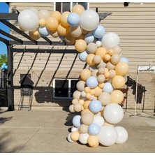 Eğlence Marketi Pastel Somon Beyaz Mavi Ten Rengi Balon Zinciri 100 Adet