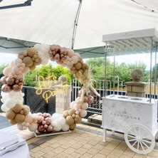 Eğlence Marketi Krom Rose Gold Beyaz Deniz Kumu ve Sütlü Kahve Balon Zinciri 100 Adet