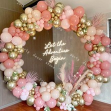 Eğlence Marketi Krom Gold Toz Pembe Makaron Pembe Ten Rengi Balon Zinciri 100 Adet