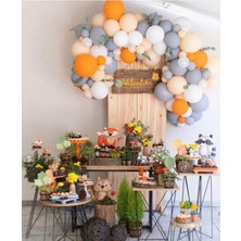 Eğlence Marketi Pastel Turuncu Gri Somon Beyaz Balon Zinciri 100 Adet