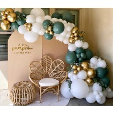 Eğlence Marketi Krom Gold Retro Adaçayı ve Pastel Beyaz Balon Zinciri 100 Adet