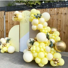 Eğlence Marketi Krom Gold Limon Konsepti Makaron Sarı Balon Zinciri 100 Adet