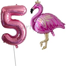Parti Station Flamingo Balon Set Flamingo Folyo Balon Set Konsept Doğum Günü Set Yaş Balon