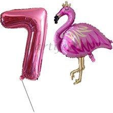Parti Station Flamingo Balon Set Flamingo Folyo Balon Set Konsept Doğum Günü Set Yaş Balon