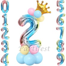 Parti Station Unicorn Konsept Rakam Balon Karşılama Seti Doğum Günü Parti Seti