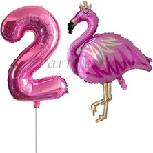 Parti Station Flamingo Balon Set Flamingo Folyo Balon Set Konsept Doğum Günü Set Yaş Balon