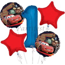 Parti Station Arabalar Şimşek Mcqueen Balon Set Cars Folyo Balon Set Konsept Doğum Günü Set Yaş Balon