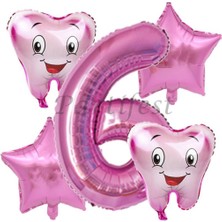 Parti Station Diş Buğdayı Balon Set Ilk Dşim Folyo Balon Set Konsept Doğum Günü Set Yaş Balon