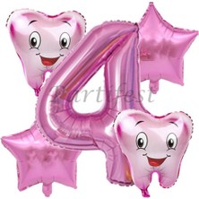 Parti Station Diş Buğdayı Balon Set Ilk Dşim Folyo Balon Set Konsept Doğum Günü Set Yaş Balon