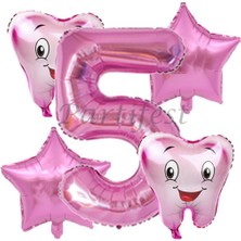 Parti Station Diş Buğdayı Balon Set Ilk Dşim Folyo Balon Set Konsept Doğum Günü Set Yaş Balon