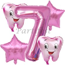 Parti Station Diş Buğdayı Balon Set Ilk Dşim Folyo Balon Set Konsept Doğum Günü Set Yaş Balon