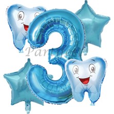 Parti Station Diş Buğdayı Balon Set Ilk Dşim Folyo Balon Set Konsept Doğum Günü Set Yaş Balon