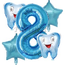 Parti Station Diş Buğdayı Balon Set Ilk Dşim Folyo Balon Set Konsept Doğum Günü Set Yaş Balon