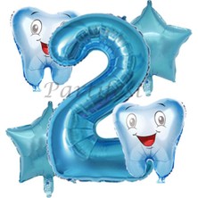 Parti Station Diş Buğdayı Balon Set Ilk Dşim Folyo Balon Set Konsept Doğum Günü Set Yaş Balon