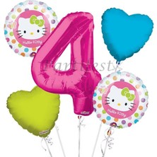 Parti Station Hello Kitty Balon Set Hello Kitty Folyo Balon Set Konsept Doğum Günü Set Yaş Balon