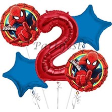 Parti Station Spiderman Örümcek Adam Balon Set Balon Folyo Set Spiderman  Konsept Doğum Günü Set Yaş Balon