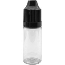 Güvenç Ambalaj 100 Adet - 10ML Şeffaf Plastik Likit Şişesi - Iğne Uclu Damlalıklı Pet Şişe, Siyah Kapaklı