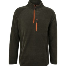 The Crow Fermuarlı Yaka Yağ Yeşili Erkek Sweatshirt TC3002YARIM Fermuarlı