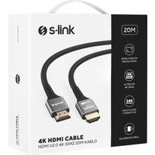 S-Link SLX-HD4K20 19+1 HDMI To HDMI 20M Metal V2.0 4K (4096*2160) 30Hz Kablo