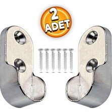 Badem10 Askı Flanşı Oval Dolap Elbise Askı Aparatı Krom 30 mm (2 Adet)