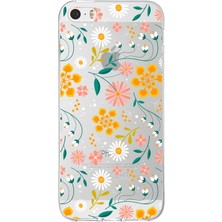 Printify Apple iPhone 5se Uyumlu Kapak Çiçek Tasarımlı Şeffaf Silikon Kılıf