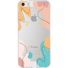 Printify Apple iPhone 5se Uyumlu Kapak Karışık Renkler Tasarımlı Şeffaf Silikon Kılıf