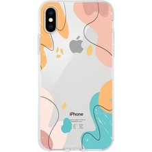 Printify Apple iPhone Xs Uyumlu Kapak Karışık Renkler Tasarımlı Şeffaf Silikon Kılıf