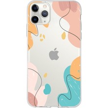 Printify Apple iPhone 11 Pro Uyumlu Kapak Karışık Renkler Tasarımlı Şeffaf Silikon Kılıf