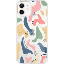 Printify Apple iPhone 12 Uyumlu Kapak Abstract Tasarımlı Şeffaf Silikon Kılıf
