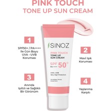 Sinoz Pink Touch SPF 50 Cilt Aydınlatıcı Ton Eşitleyici Pembe Yüz Güneş Kremi 50 ML Tüm Ciltler için