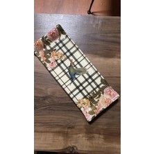 Lotus Ticaret Üçlü Kuş ve Çiçek Desenli Sunum Tabağı Özel Seri