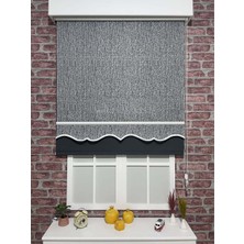 Stil Perde Çift Mekanizmalı Tül ( Beyaz  - Etek Dilimli ) ve Stor Perde ( Antrasit - Etek Dilimsiz )