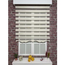 Stil Perde Zebra Perde Lüks Bambu Açık Krem ( Etek Dilimli )