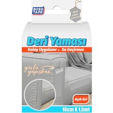 Boss Tape Yapışkanlı Deri Yaması Deri Koltuk Sandalye Yırtık Delik Onarım Açık Gri EN:10CM Boy:1,5mt