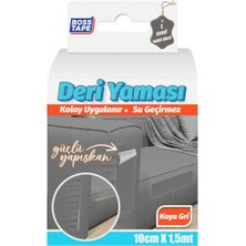 Boss Tape Yapışkanlı Deri Yaması Deri Koltuk Sandalye Yırtık Delik Onarım Koyu Gri EN:10CM Boy:1,5mt